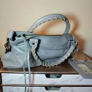 Balenciaga city bag blue grey with shirt shoulder strap